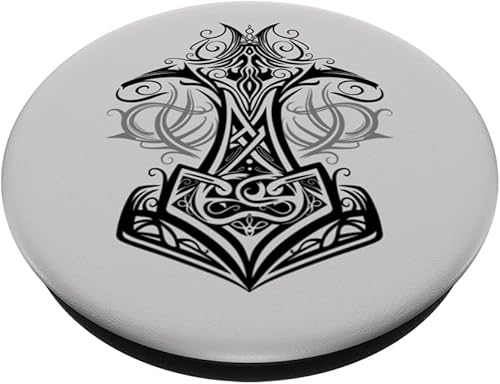 Miniatura 2 de Thor Hammer Mjolnir Símbolo vikingo del dios del trueno PopSockets PopGrip intercambiable