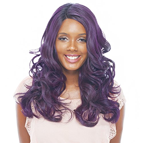 PHILA (Black Purple) - Janet Collection Synthetic Super Flow Deep Part Lace Front Wig