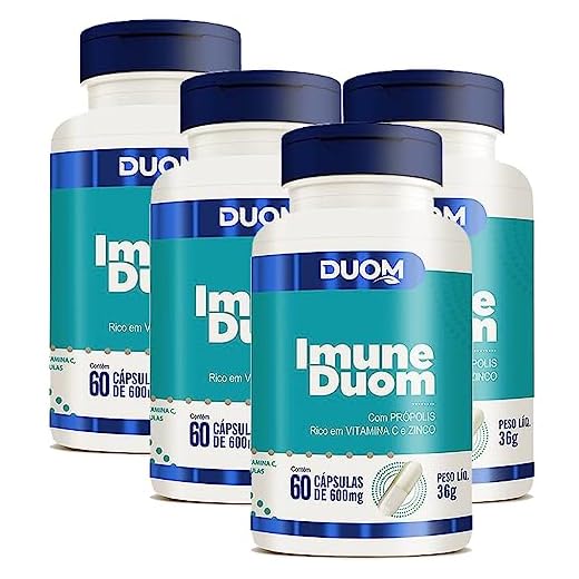 Imune 60cps 600mg (Própolis, Vitamina C e Zinco) | Kit 4 Frascos