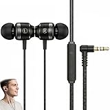 Écouteurs Intra Auriculaires avec Microphone,Oreillette Filaire, Basses Profondes, Écouteurs Filaire Jack Compatible pour Tablettes, Ordinateurs, iPhone, Galaxy, Huawei, et MP3