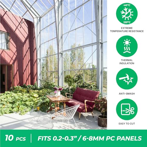 Greenhouses Polycarbonate Greenhouse Panels Connectors - Fit 6mm or 8mm Twin-Wall Polycarbonate Panels, Join 2 Pieces of Panels Together, 4-Foot Length, 10 Pieces (H Connectors 8mm-4ft) - Image 6