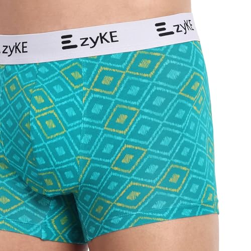 Image of Zyke Men's Printed Cotton Trunk Innerwear | 95% Cotton 5% Elastane Stretch Underwear | Ultra Soft Waistband Anti-Bacterial Moisture Wicking Trunks for Men Pack of 1