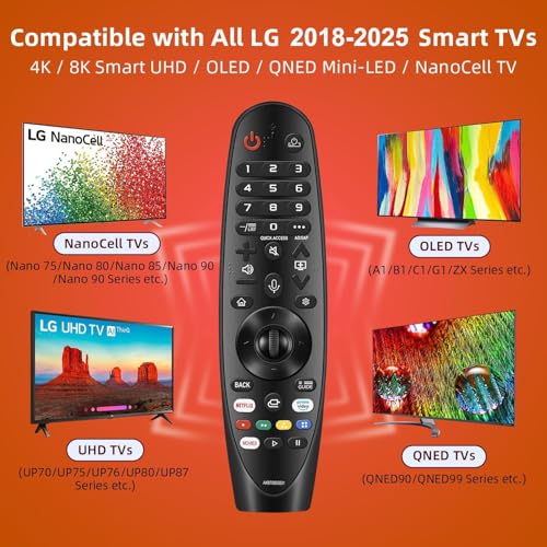 Image of Replacement for LG Remote Control for Smart TV from 2018-2025, for Magic LG TV Remote Replacement with Voice and Pointer Function. 1-Year Warranty.