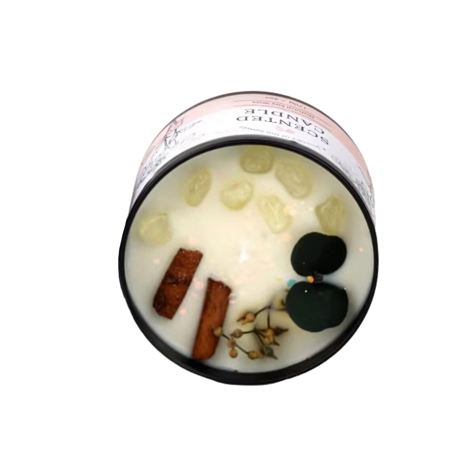 Scented Candle, Iron Sheet Jar Candles with Crystals, Dried Flowers, Soy Wax, Essential Oils, Multicolor(Apple Cinnamon)