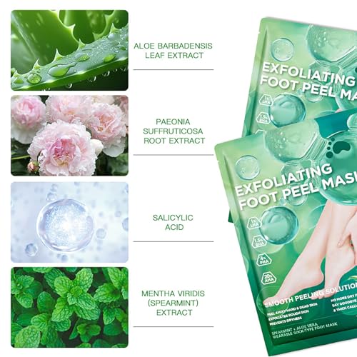 3 Pairs Foot Peel Mask – Aloe Vera Exfoliating Foot Peel Mask - Foot Mask Peel for Dry, Cracked Heels & Calluses – Moisturising Foot Peel Socks - Peeling Foot Mask for Hydrating & Softening - Image 6