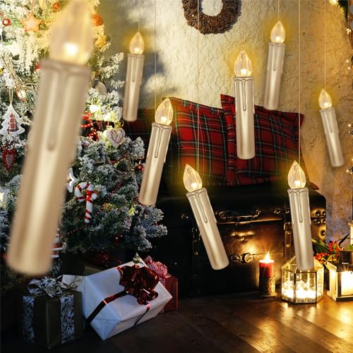 Image of Flameless LED Taper Candles with Clips, 4 inch Battery Operated Window Candles with Remote Timer Mini LED Chandelier Candlesticks for Home Decor Wedding Church Party & Tree Lighting,10 Pack,Gold