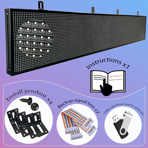 Image of programmable led sign custom scrolling digital signage display screen outdoor for business electronic message board advertising marquee word light Wifi Control High Brightness Neon 77 inchX14 inch