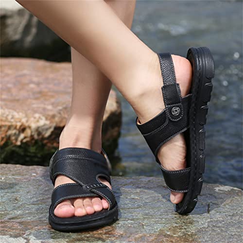 Leather Sandals Men's Soft Sole Slippers Purpose Sandals Men's Thick Sole Sandals(39)3