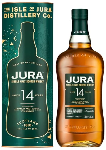 Jura 14 Jahre Single Malt Scotch Whisky – Gereift in Ex-Bourbon- und amerikanischen Roggenfässern...