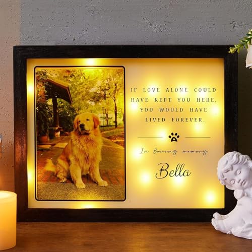 Sporgo Gedenk Fotorahmen Hund und Katze: Holz Bilderrahmen mit Foto Display, Andenken An Verstorbenen Hund, ErinnerungBilderrahmen, Holz Bilderrahmen für Hunde oder Katzenbesitzer (10 x 8 Zoll)