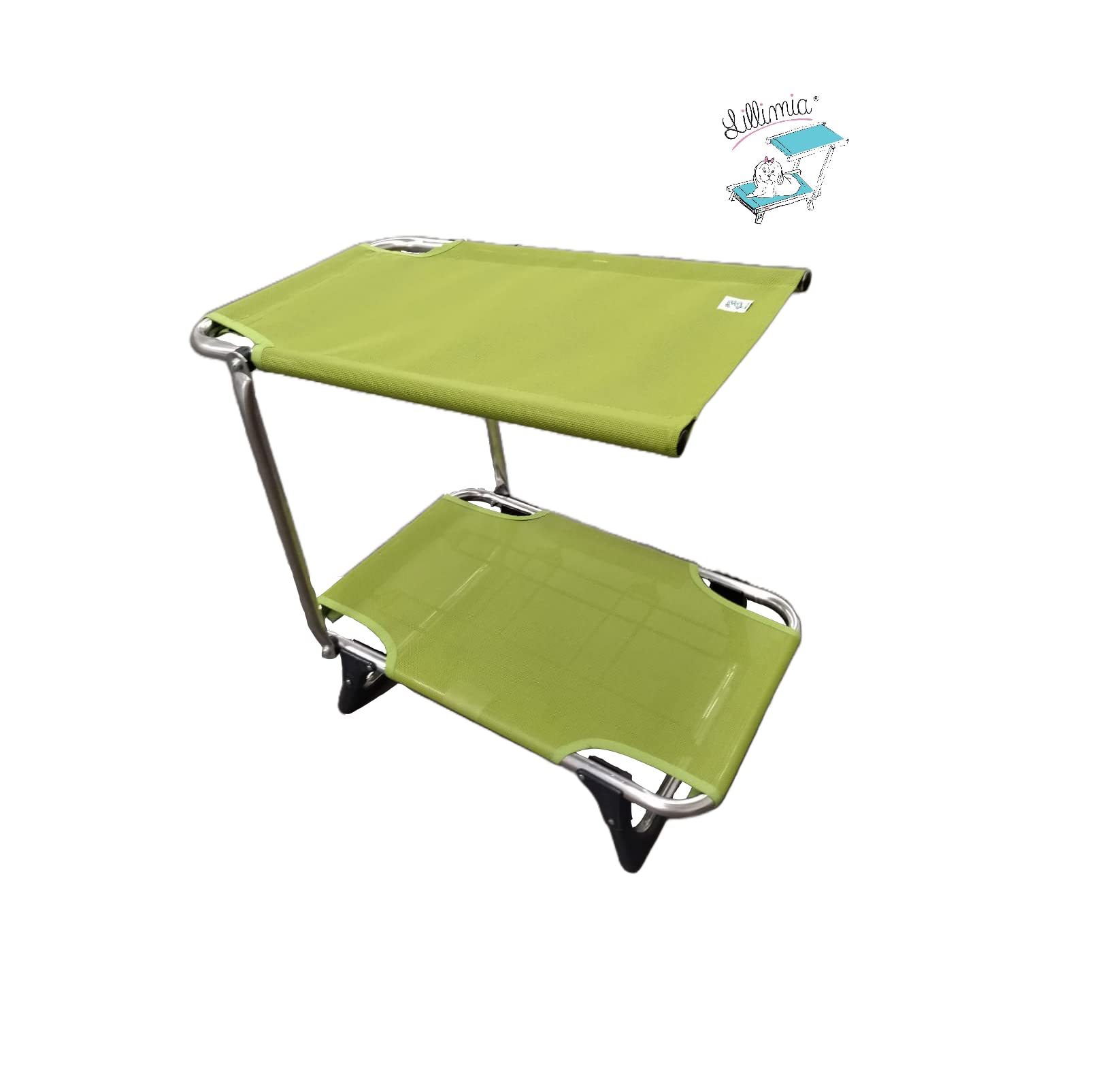Brandina per Cani e Gatti di Piccola e Media Taglia - Lettino Rialzato, Parasole Pieghevole Ideale per la Spiaggia e per il Mare, Made in Italy, Verde Pistacchio