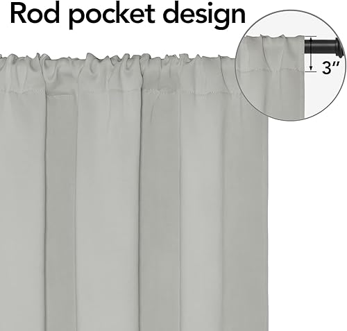 Miniatura 9 de Easy-Going Cortinas opacas con dobladillo para cortinero, para dormitorio, cortinas de ventana para oscurecer la habitación o la sala de estar,