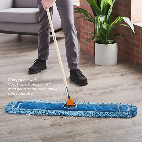 Image of Coastwide Professional Looped-End Dust Mop Head, Cotton, 36x5 In, Blue | Replacement mop head for sweeping dust on large facility floors.