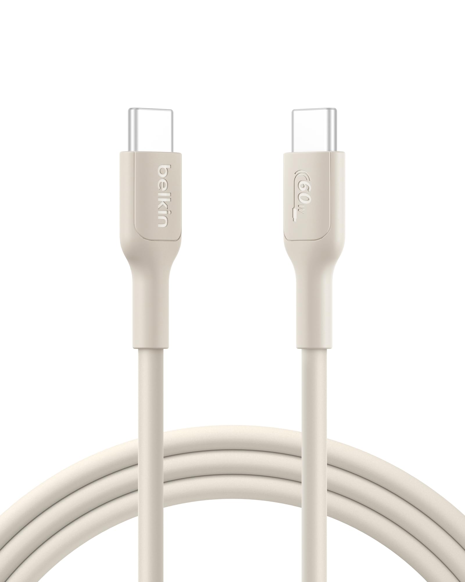 Belkin Eco USB-C to USB-C Cable 6.6ft, 60W - Soft, Braided, Flexible Fast Charging Cable, Type C Charger Cord for iPhone 17, iPhone 16, Galaxy S25,