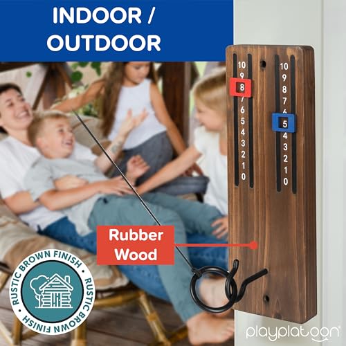 Image of Play Platoon Hook and Ring Toss Bar Game for Adults - Wood Toss Ring Game for Adults - Perfect Home, Basements, & Bar Gifts