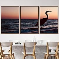 3 Piece Framed Canvas Wall Art Beach Birds Canvas Prints Home Artwork Decoration for Living Room,Bedroom - 16