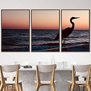 signwin 3 Piece Framed Canvas Wall Art Beach...