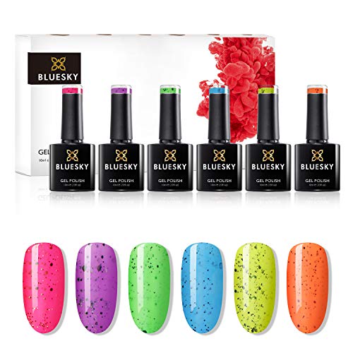 BLUESKY Gel Nail Polish Set, Smoothie Collection, Soak Off Gel Nagellack, Rosa, Gelb, Blau, Lila, Grün, Orange, Koralle…