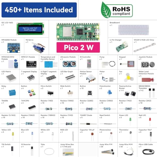 SunFounder Raspberry Pi Pico 2 W Ultimate Starter Kit with 110+Video Courses Online Tutorials, 96 Projects (16 IoT Projects), MicroPython, C++ (Compatible with Arduino IDE) - Image 6