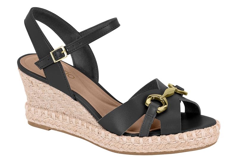 Sandália Feminina Beira Rio – Anabela Napa, Cor Preto, Confortável e Moderna (Preto, BR, Adulto, Numérico, 36)