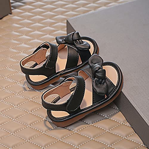White Sandals for Girls Sandals Prewalker Shoes Beach Toddler Children Girls Baby Bowknot Summer Girl's Shoes (Black, 8.5 Toddler)3