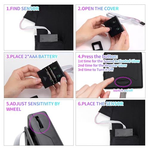 SOOOEC LED T-Shirt Sound Activated Equalizer T Shirt Light Up for Halloween EDM Party Hip Hop Cosplay Concert Costume Birthday DJ Gift Black - Image 5