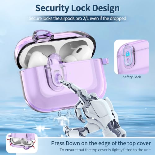 Image of OTOPO Compatible Airpods Pro 2 /1 Case Clear with Lock Cleaning Kit, Soft TPU Transparent AirPods Pro 2nd Generation Protective Cover Skin Women Men for Apple Airpods Pro 2023 /2022 /2019 Charging Case