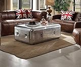 Yardlio Brancaster Coffee Table Aluminum - Assembled, Rectangular Trunk Design, Rounded Corners, 1 Drawer, Match with Sofa 53545'