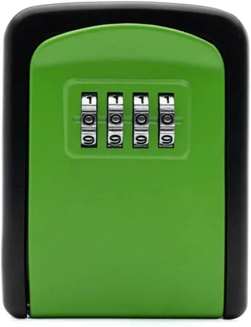 Key Lock Box Wall Mounted Stainless Steel Safe Weatherproof 4 Combination Storage for Indoor and Outdoor Use(Green)