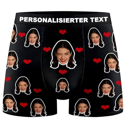 Funmii Unterhose mit Gesicht Personalisiert Lustige Geschenke für Männer Freund Ihn Herren Boxershorts Foto Bild Bedrucken Unterwäsche Fotogeschenke für Geburtstag Valentinstag Weihnachten