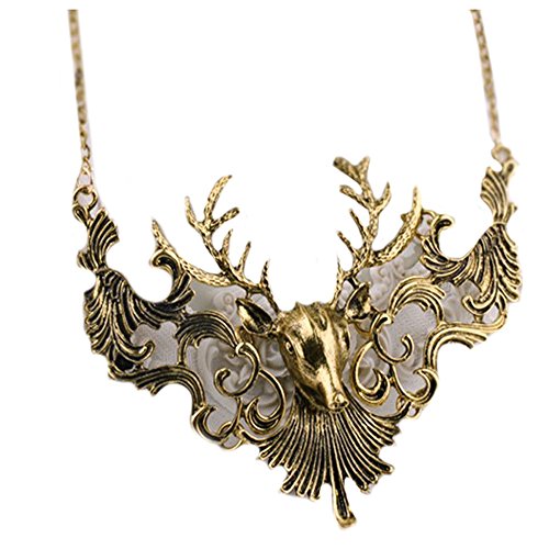 Suppion 1pc Vintage Classics Fashion Bronze Metal Reindeer Necklace Coat Chain