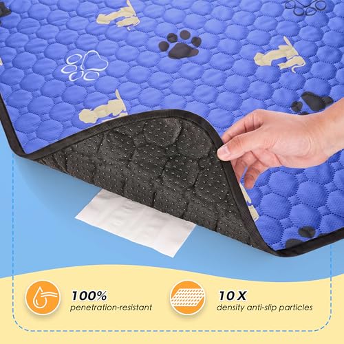 Image of WanpeeGoo Washable Pee Pads for Dogs, Waterproof, 36 x 41 in, 2 Pack, Blue | Super Absorbent, Waterproof and Non-Slip; Washable, Reusable Dog Pads for Crates, Playpens, Floors, Furniture and Travel