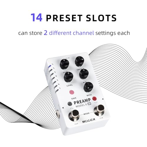 Image of MOOER Digital Preamp Pedal Guitar Effects Pedal with 14 Preamp Models 3 Global Cabinet Simulation Files (X2)