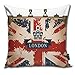 Produktbild Bestsocks Vintage Travel Suitcase with British Flag London Ribbon and Crown Image Soft Comfortable Car Room Polyester Pillowcase 18 * 18inch