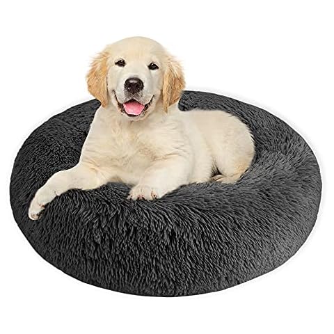 Nasjac Pet Calming Bed, Donut Cuddler Nest Warm Soft Plush Dog Cat Cushion with Cozy Sponge Non-Slip Bottom for Small Medium Pets Snooze Sleeping Indoor 15.7in/19.7in/23.6in/27.56in/ 31.5inch Cover