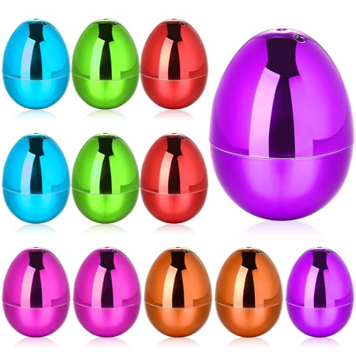 ywmigl 12 Pcs Fillable Easter Eggs 2.36 Inch Easter Eggs with Hinge Plastic Empty Eggs for Easter Egg Hunt Basket Stuffers Easter Theme Decorations (Colorful)