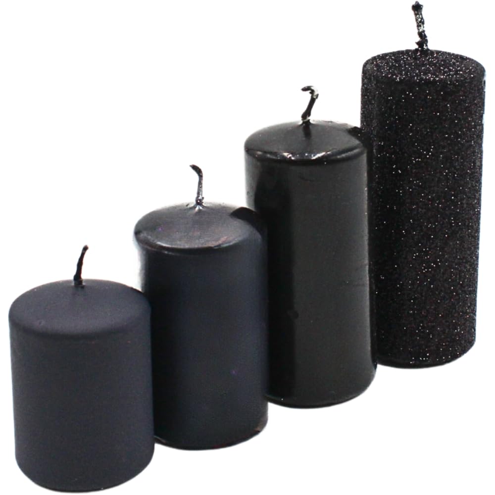 Ovaletta Lot De 4 Bougies à Tige Noires 25cm - Bougies Pointues Pâques Mariage Anniversaire, 8 Heures