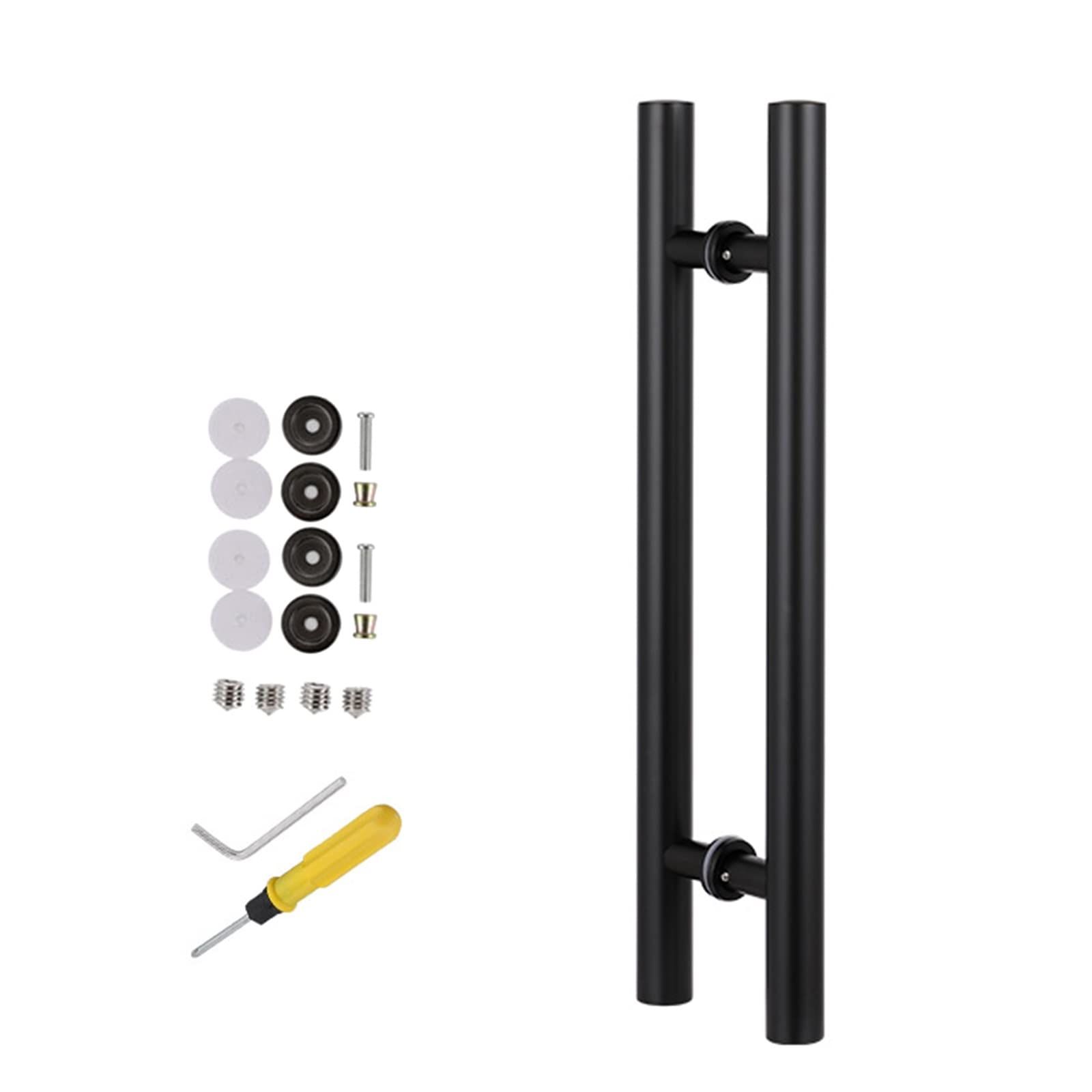 CWCQGH Shower Glass Sliding Door Pull Handle Companion Set,Stainless Steel Gate Push Bar for Barn Door,Entry Door & Interior Exterior Door,Black-Long 80cm/31.5 inch