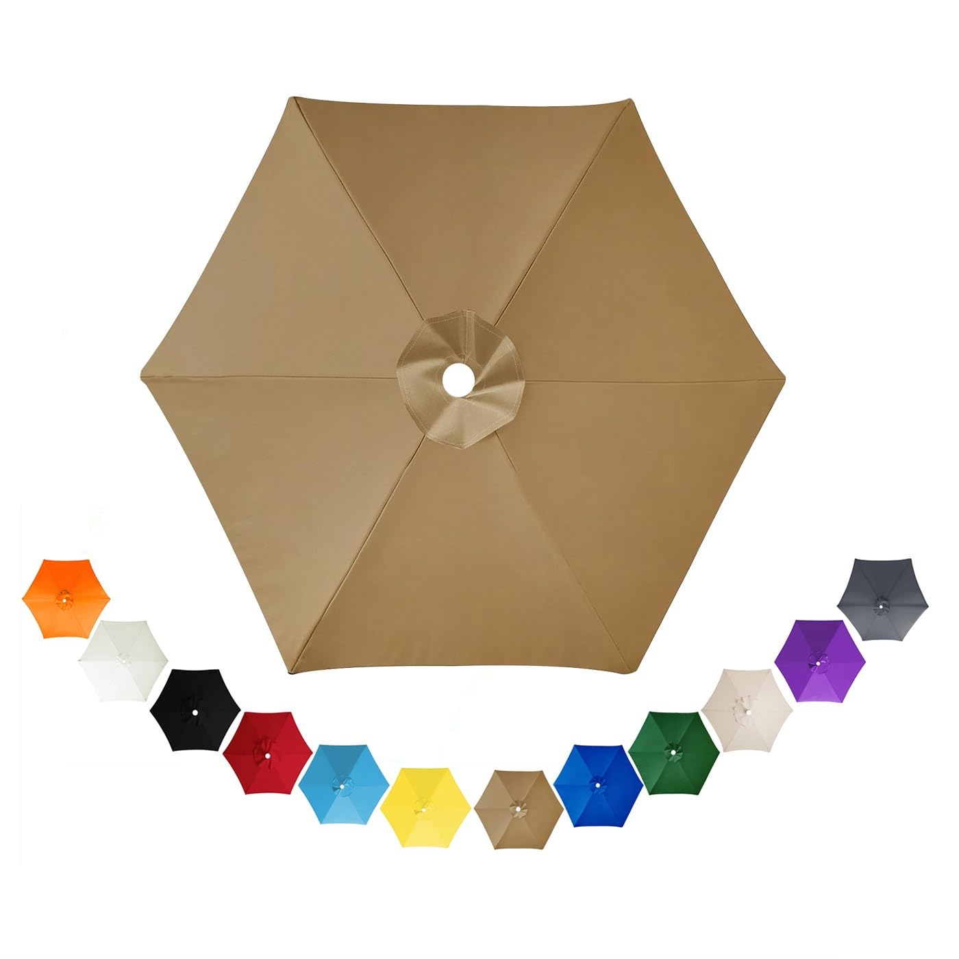 CWCQGH Beige Replacement Parasol Canopy 2.0m/3.0m/3.5m - Waterproof Breathable 6-Rib Umbrella Fabric for Sunshade & Patio Umbrella - Canopy Material,Khaki-2.8m/6-Ribs