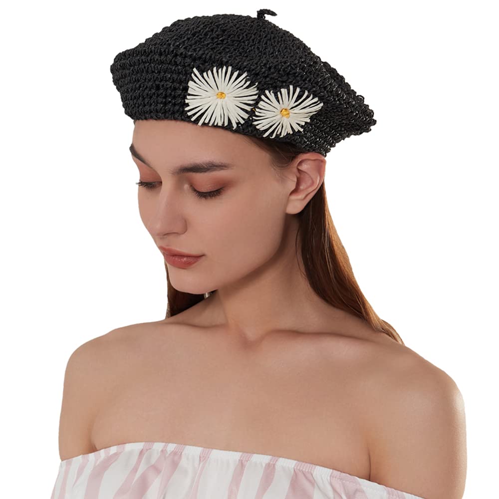New Straw Beret Summer French Hats For Women Artist Crochet Women main image 3