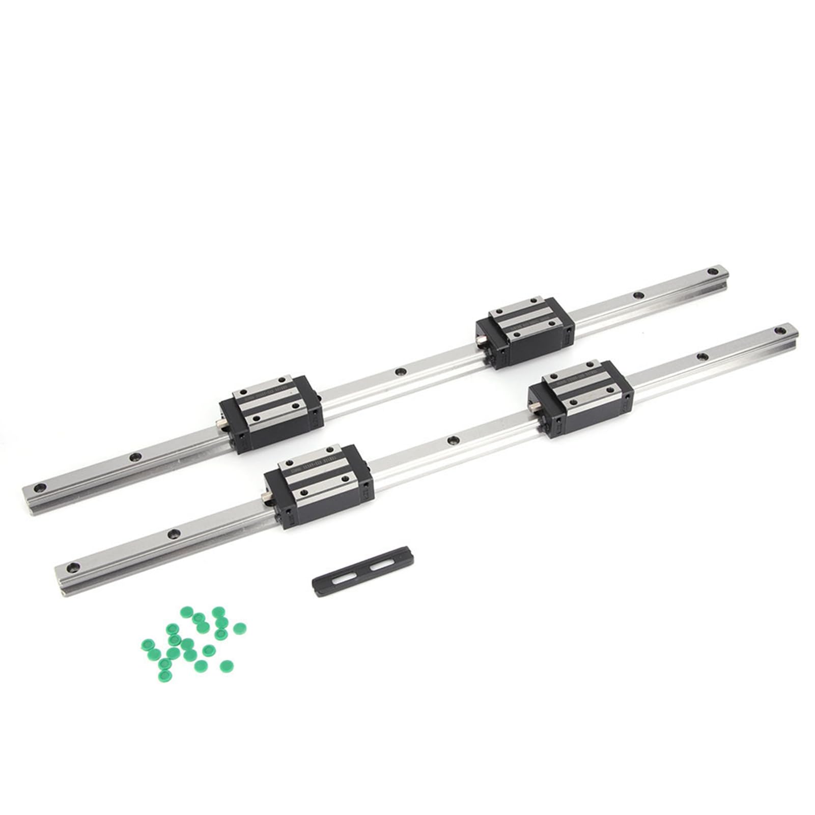 Domary 2 szt. HGH15 Prowadnica Liniowa 500 Mm z 4 szt. HGH15CA Blok ślizgowy Czarny do Maszyny CNC, Wysoka dokładność 0,02 Mm, Konfiguracja DB Back-to-Back, Smarowanie Olejem
