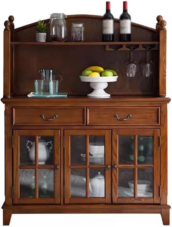 Sideboard Cabinet Simple Solid Wood Dining Sideboard Household Wall Storage Cabinet Restaurant Dish Cabinet Meal Preparation Cabinet Sideboard Cabinet with Drawers