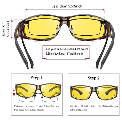 Image of URUMQI Night Vision Driving Glasses Fit Over Eyeglasses for Men Women