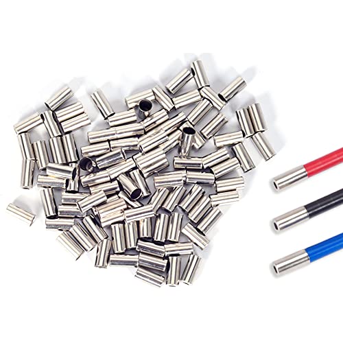Metálica Casquillos Freno Cable Terminales,50 Pedazos 5mm Mangas Cable del Freno Mangas Finales del Alojamiento para Cable del Freno de la Bicicleta (Plata) Cover
