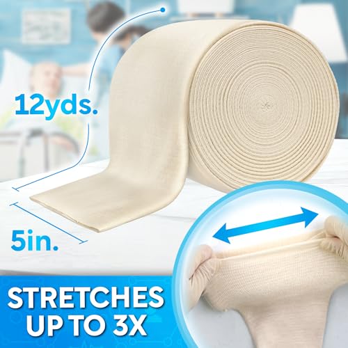 jj care tubular bandage 5 x 12 yards stockinette tubing for legs and knees tubi grip size g reusable elastic bandage sleeve compression tubes for upper thigh and waist rubber latex wcotton