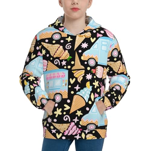 Icecream Truck Kid Hoodies Boys Sweatshirts Girls Pullover with Pocket