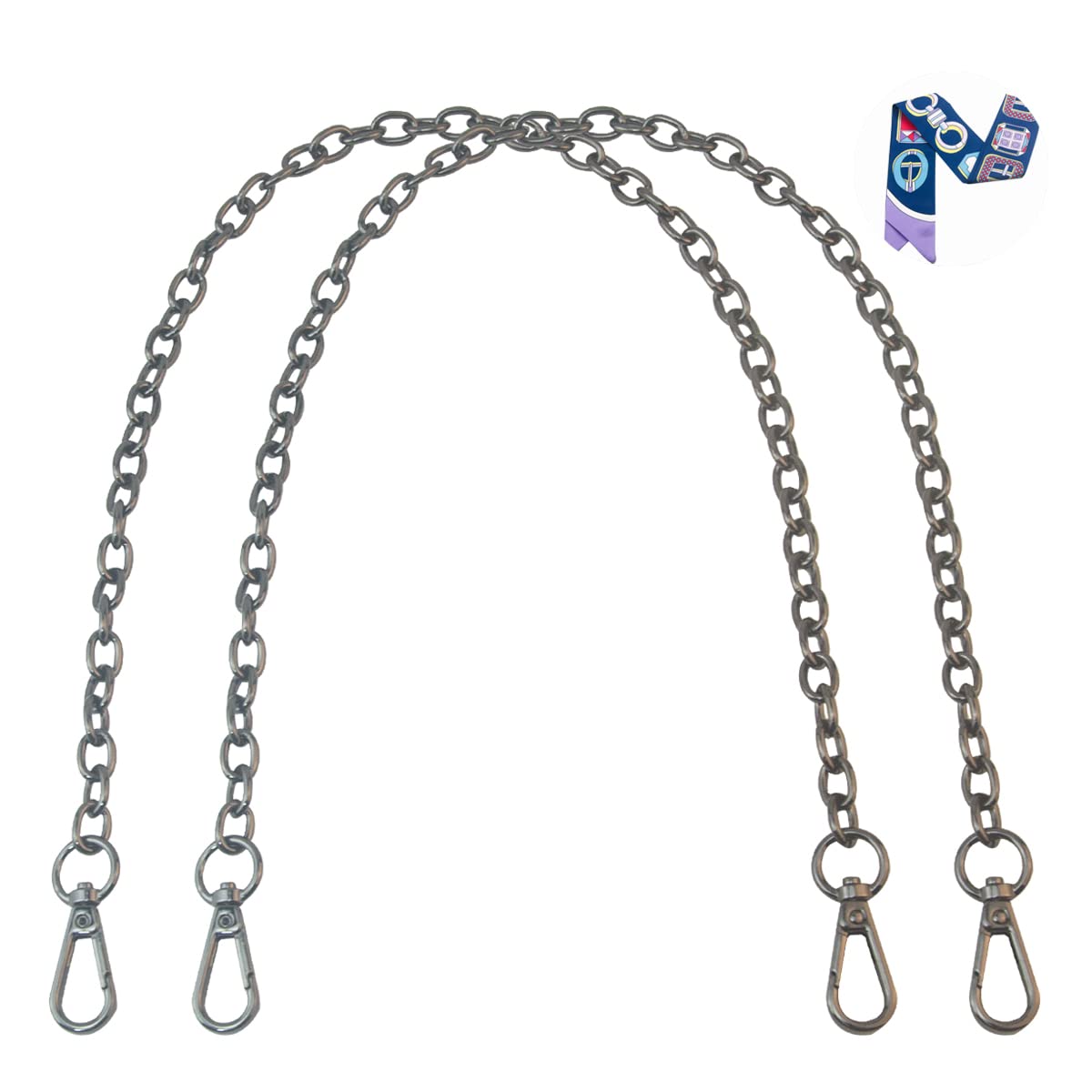 SUPXINJIA Purse Chain Handles - Chains Accessories Clutches Handle 2-Pack 23.6" Long Replacement Straps for Purses or Handbag (Black)