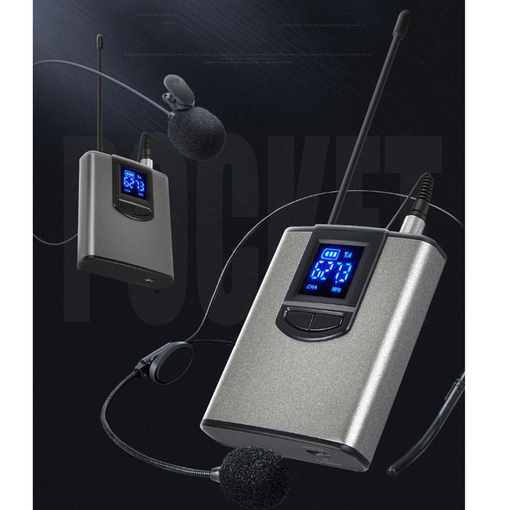 Micrófono Inalámbrico con Auricular Ajustable Transmisor Recargable LED Brillante Adecuado para Estudios Clases Conferencias
