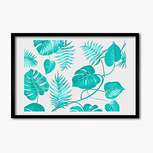 Cadre photo 60x40 cm Tulup en bois MDF avec affiche de feuilles tropicales