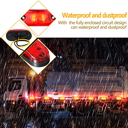 Image of Tallew 10 Pcs LED Trailer Side Marker Lights 2 Diode Oval 2.5in,Amber, Red | Waterproof Clearance Marker for Truck Boat Rv Trailer, Equipped with Mounting Screws, Easy Mount, Running Signal Lighting